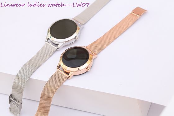 Stainless Steel Circle Shape Smartwatch Waterproof IP68 LW07 For Ladies
