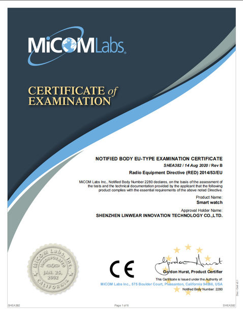 China Shenzhen Linwear Innovation Technology Co., Ltd. certification